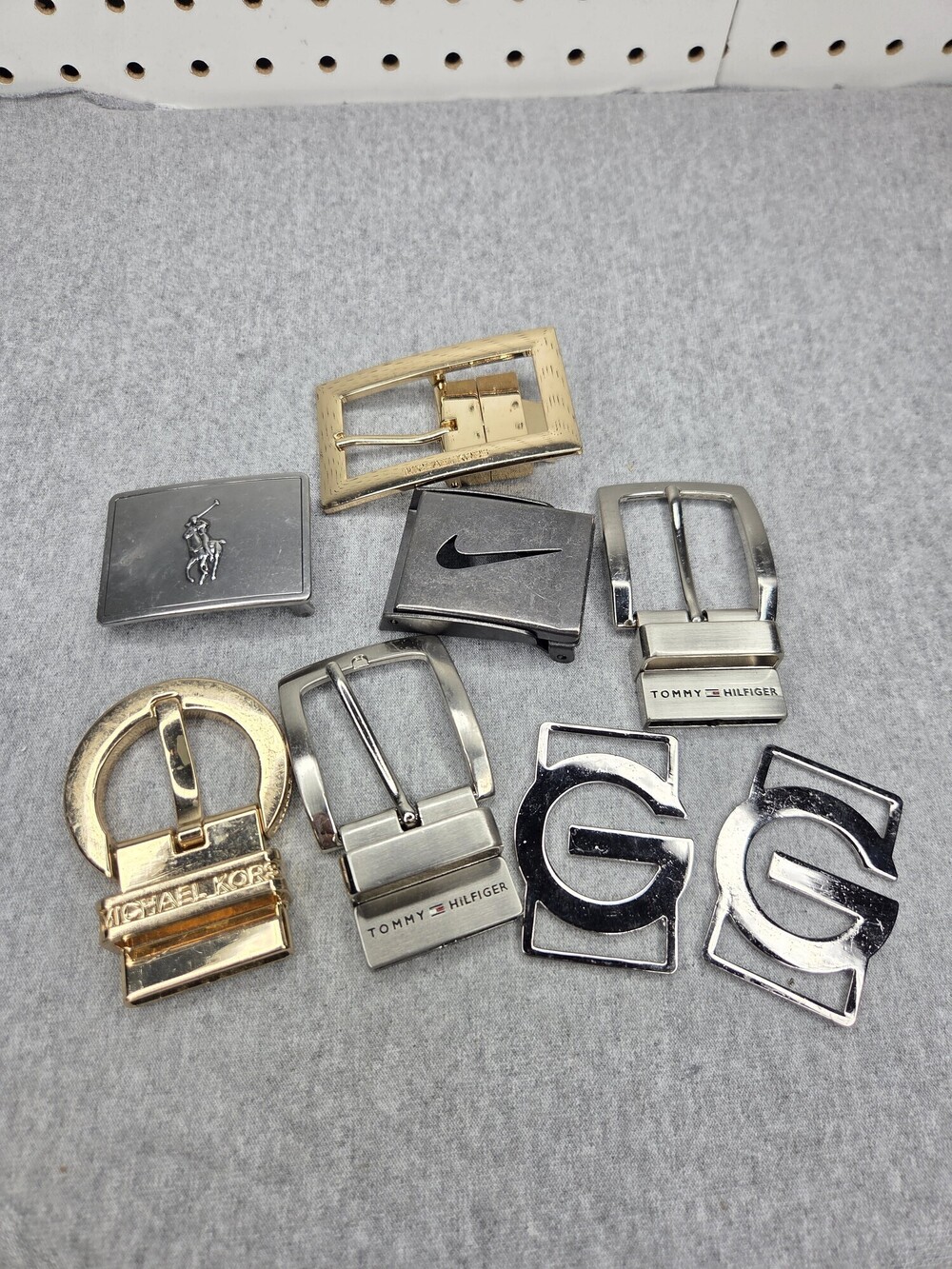 Designer Lot of 8 Belt Buckles Polo Nike Tommy Hilfiger Michael Kors Guess